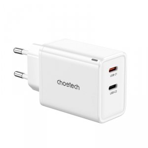 Ładowarka sieciowa GaN 2x USB-C PD 65W biała