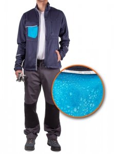 Bluza softshell robocza męska-trójwarstwowy materiał wodoodporny z membraną-FIRI : Nazwa własna koloru - Granatowy, Rozmiar - M