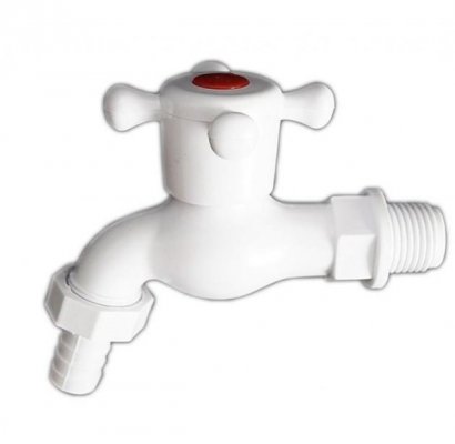 KRAN - ZAWÓR CZERPALNY-ODCINAJĄCY PLASTIKOWY 3/4&#039;&#039; BIAŁY