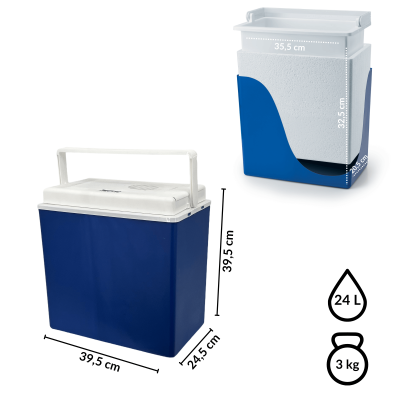 Lodówka samochodowa elektryczna 24L KAMAI ICEGO, zasilanie 12-230V, niebieska