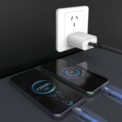 2w1 Kabel przewód L3F do ładowania 2 telefonów USB-C - 2x USB-C 100W 1.2m - czarny