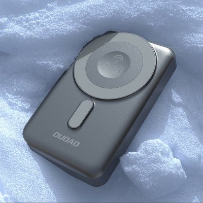 Powerbank K29 10000mAh MagSafe metalowa obudowa podstawka kable USB-C iPhone Lightning PD 20W - szary