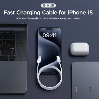 Kabel przewód Ben Series USB-C 60W 1 m - biały