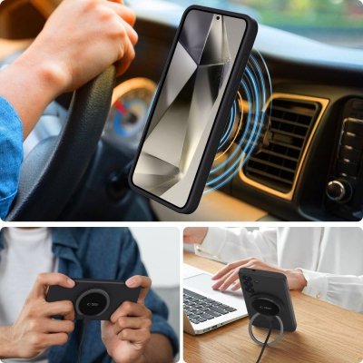 Etui pokrowiec na Samsung Galaxy S25 Edge Liquid Silicone MagSafe - czarne