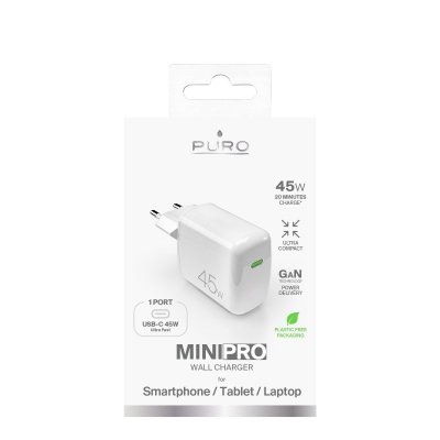 Ładowarka sieciowa USB-C PD GaN 45W - biała