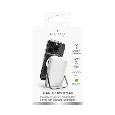 Powerbank bezprzewodowy 10000mAh USB-C MagSafe z podstawką - biały