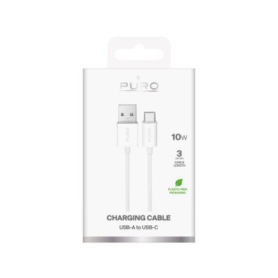 Kabel przewód USB-A - USB-C TPE 10W 3m - biały