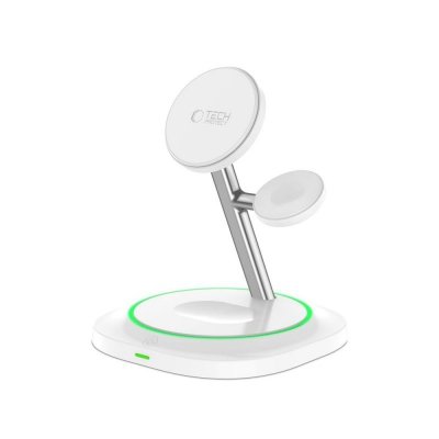 Ładowarka indukcyjna 3w1 do smartfona smartwatcha słuchawek Magnetic MagSafe - biała