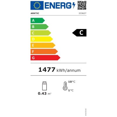 Witryna chłodnicza przeszklona nastawna 58L 2 półki czarna ARKTIC Hendi 233627