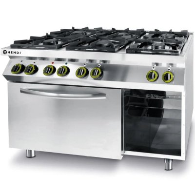Kuchnia gazowa 6 palników z piekarnikiem elektrycznym GN1/1 Kitchen Line - Hendi 225899