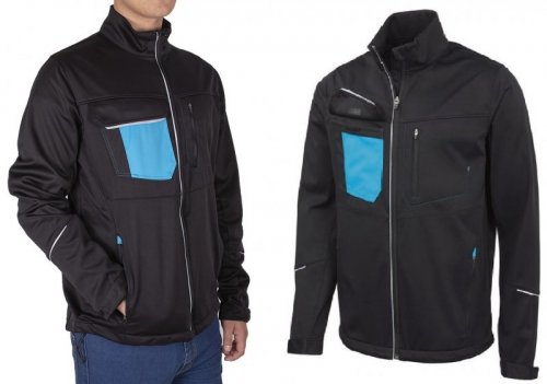 Bluza softshell robocza męska-trójwarstwowy materiał wodoodporny z membraną-FIRI : Nazwa własna koloru - Czarny, Rozmiar - L