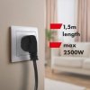 MACLEAN LISTWA ZASILAJĄCA 1,5M 250VAC/10A MCE509 B 2500 Q, IP20, 6 GNIAZD, PRĄD ZNAMIONOWY 10A, CZARNY