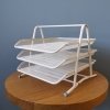 SZUFLADA NA DOKUMENTY 297X275X350MM LEVIATAN 3 SZUFLADY PERŁOWA METALOWA SIATKA