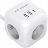 Qoltec Kostka zasilająca przedłużacz 6w1 z podświetlanym włącznikiem |  3x AC | 2x USB | 1x USB-C PD 20W | biała | kabel 2m
