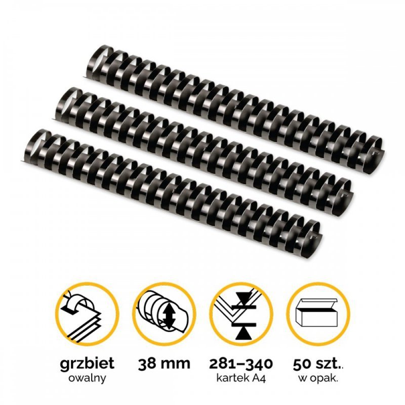 GRZBIET PLASTIKOWY 38MM FELLOWES 5349702 CZARNY 50 SZT