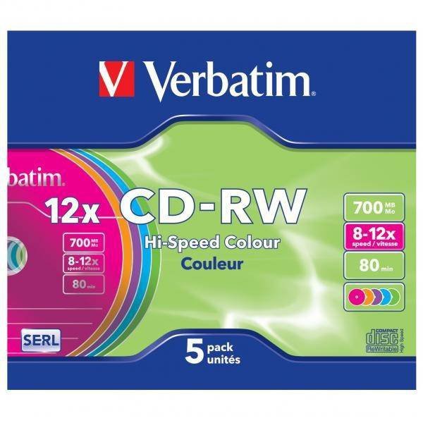 PŁYTA CD-RW 700MB 12X VERBATIM DATALIFE PLUS 43167 SLIM 5 SZT.