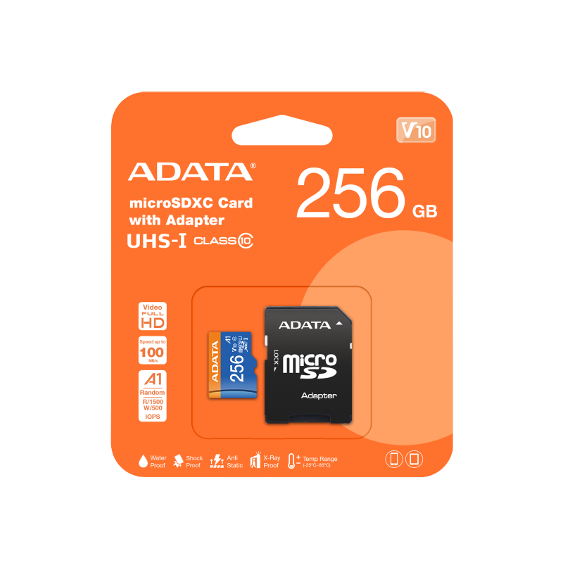 ADATA KARTA PAMIĘCI MICROSD PREMIER 256GB UHS1/CL10/A1+ADAPTER