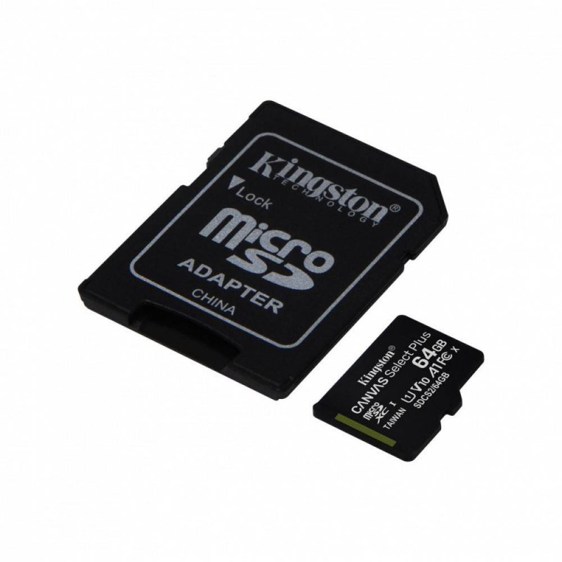 KINGSTON KARTA PAMIĘCI MICROSD 64GB CANVAS SELECT PLUS 100MB/S ADAPTER