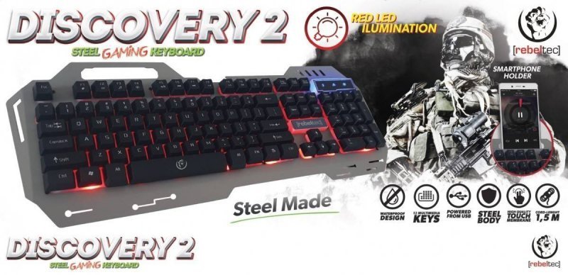 REBELTEC KLAWIATURA METALOWA PODWIETLANA GAMING REBELTEC DISCOVERY 2