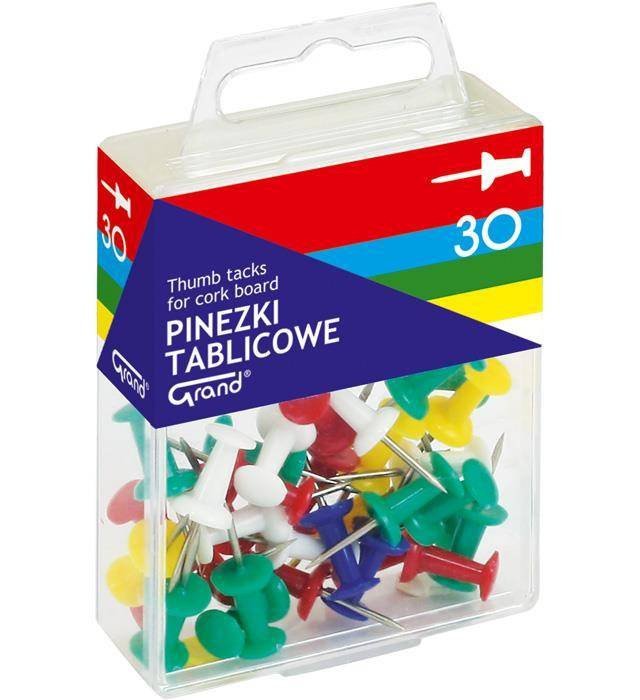 PINEZKI TABLICOWE KOLOROWE W POJEMNIKU PLASTIKOWYM GRAND 110-1419 30SZT