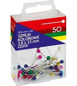 SZPILKI 3.8X33MM GRAND 110-1666 KOLOROWE W POJEMNIKU PLASTIKOWYM 50SZT