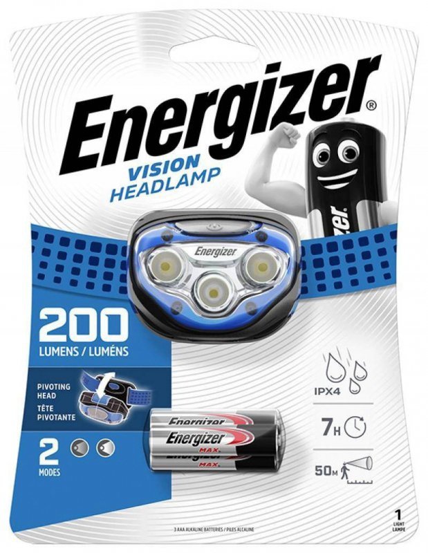 LATARKA CZOŁOWA ENERGIZER HEADLIGHT VISION NIEBIESKA + 3SZT. BATERII AAA