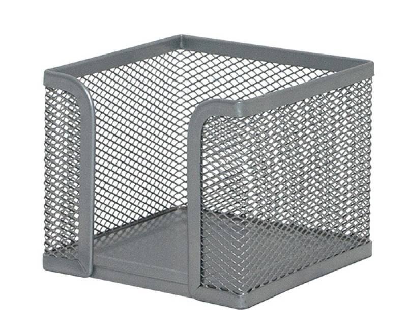 POJEMNIK NA KOSTKĘ BIUROWĄ 95X80X95MM Q-CONNECT OFFICE SET SREBRNY METALOWA SIATKA