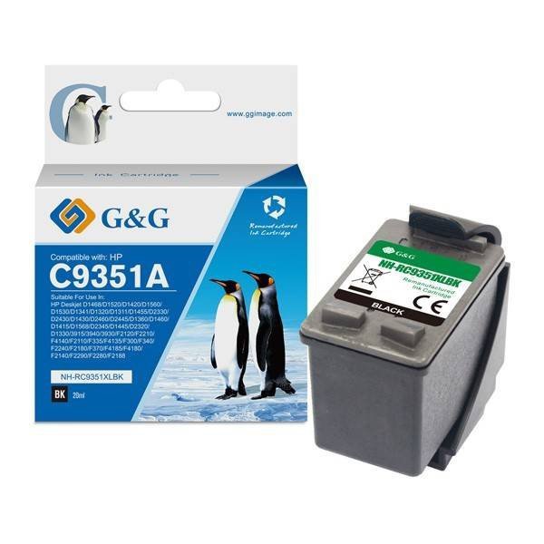 G&G KOMPATYBILNY INK / TUSZ Z C9351A, HP 21, BLACK, 16ML, ML NH-R9351BK, DLA HP DESKJET 3930, 3940, FAX 1250, OFFICEJET 4315 ALL