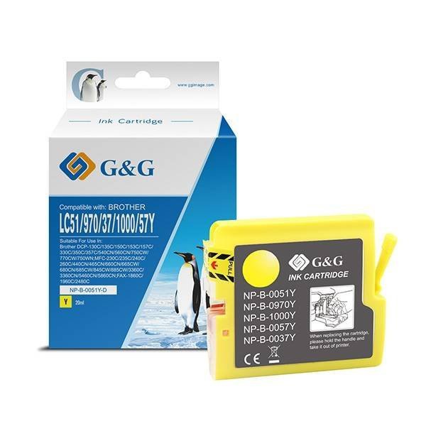G&G KOMPATYBILNY INK / TUSZ Z LC-1000Y, LC-970Y, YELLOW, 400S, NP-B-0051Y/1000Y/970Y, DLA BROTHER DCP-330C, 540CN, 130C, MFC-240