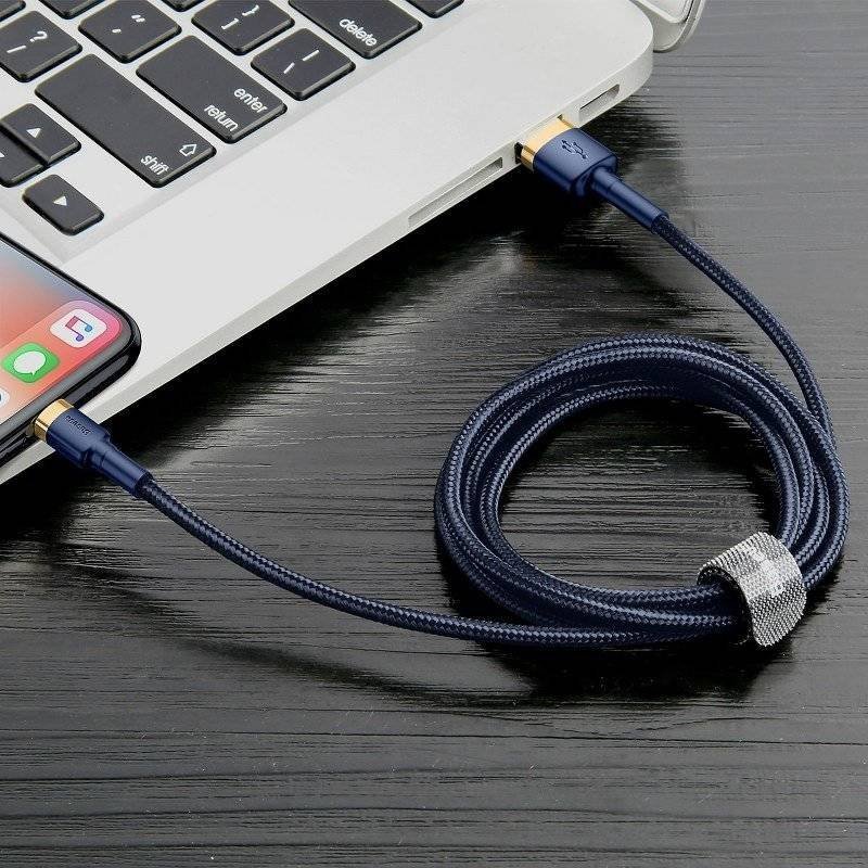KABEL USB LIGHTNING BASEUS CAFULE 2.4A 1M (ZŁOTO-GRANATOWY)