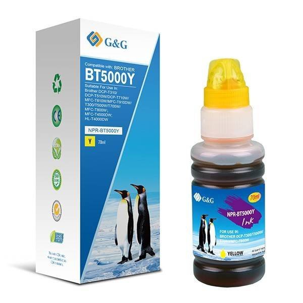 G&G KOMPATYBILNY INK / TUSZ Z BT-5000Y, YELLOW, 5000S, NPR-BT5000Y, DLA BROTHER DCP T300, DCP T500W, DCP T700W