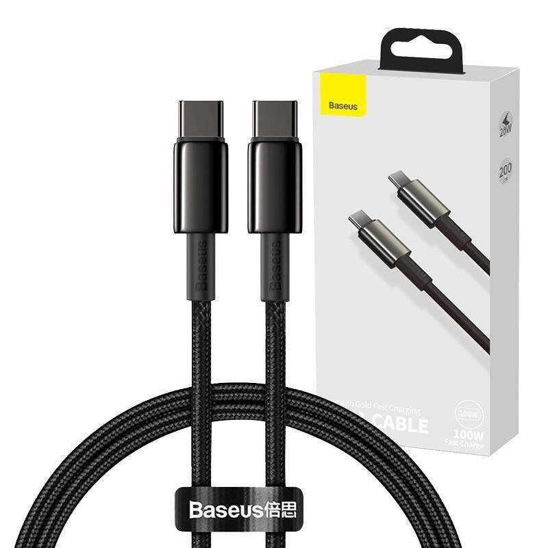 Kabel USB-C do USB-C Baseus Tungsten Gold, 100W,  2m (czarny)