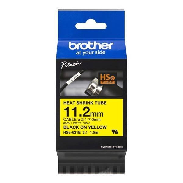 BROTHER ORYGINALNY TAŚMA DO DRUKAREK ETYKIET, BROTHER, HSE-631E, CZARNY DRUK/ŻÓŁTY PODKŁAD, 1.5M, 11.2MM