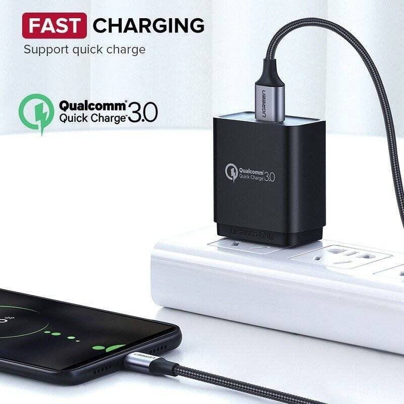 KABEL USB DO MICRO USB UGREEN US290 QC 3.0 2.4A 1M (CZARNY)