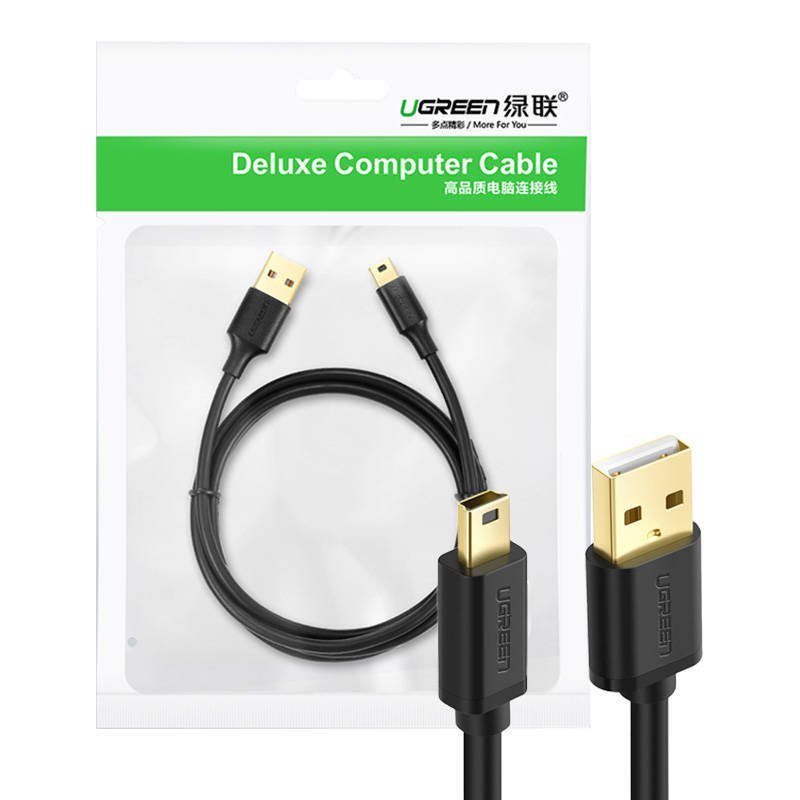 KABEL USB 2.0 UGREEN US13210355B, MĘSKI, MINI USB, 1M (CZARNY)