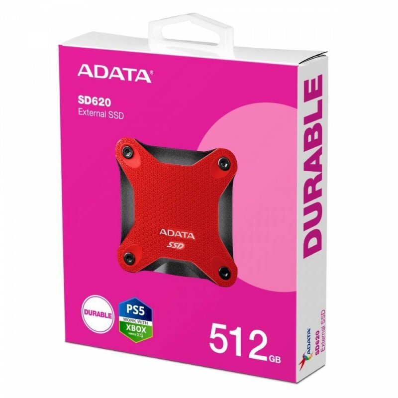 ADATA DYSK ZEWNĘTRZNY SSD SD620 512G U3.2A 520/460 MB/S CZERWONY