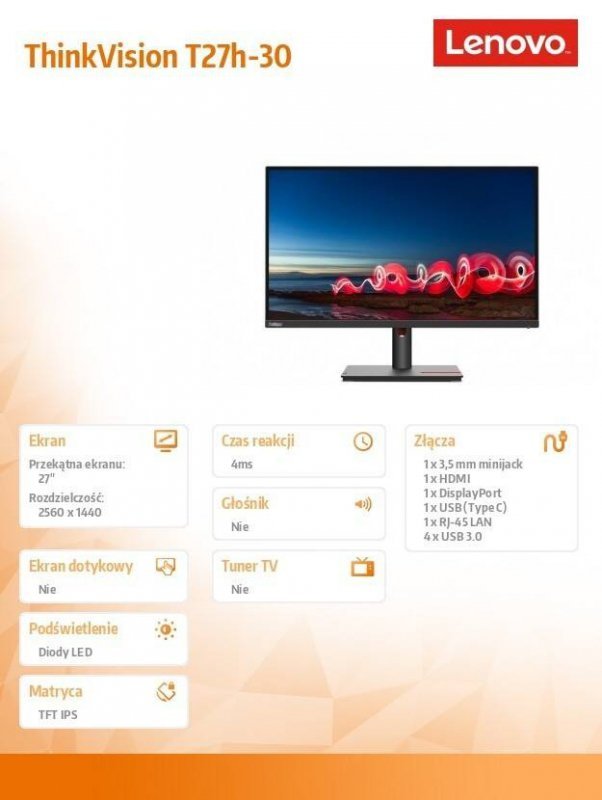 LENOVO MONITOR 27 CALI THINKVISION T27H-30 63A3GAT1EU