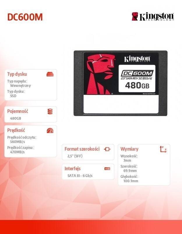 KINGSTON DYSK SSD DC600M 480GB