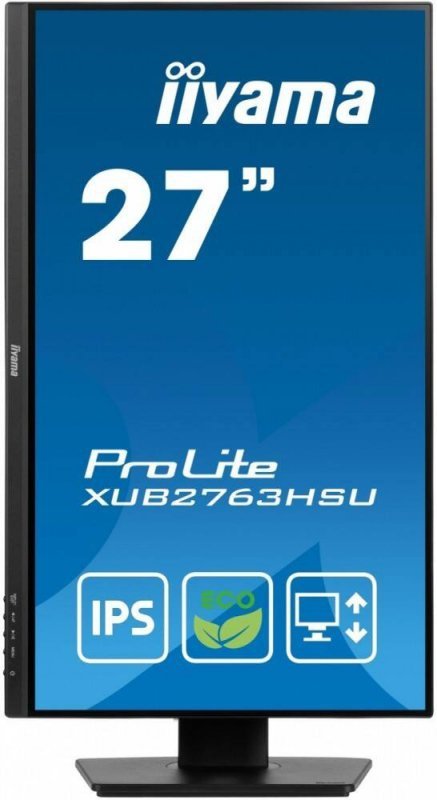 IIYAMA MONITOR 27 CALI PROLITE XUB2763HSU-B1 IPS,100HZ,ECO,3MS,SLIM,HDMI,DP,2X USB3.22X2W,HAS(150MM),TCO,EPEAT