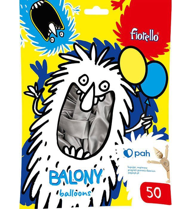 BALONY 10&quot; FIORELLO 170-2631 MATALICZNY SREBRNY 50SZT