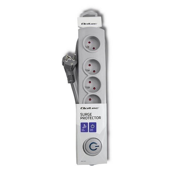 QOLTEC LISTWA ANTYPRZEPIĘCIOWA 5 GNIAZD | 1.8M | SZARA