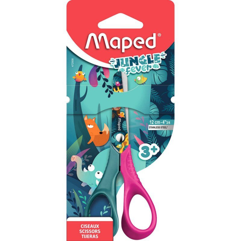NOŻYCZKI MAPED SZKOLNE JUNGLE FEVER VIVO 12 CM BLISTER KARTONOWY