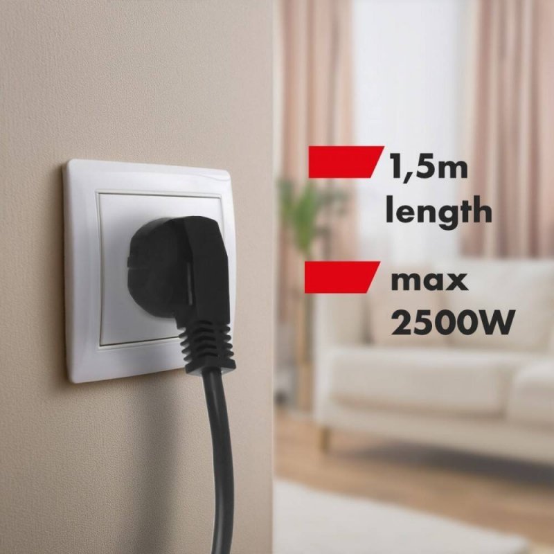 MACLEAN LISTWA ZASILAJĄCA 1,5M 250VAC/10A MCE509 B 2500 Q, IP20, 6 GNIAZD, PRĄD ZNAMIONOWY 10A, CZARNY