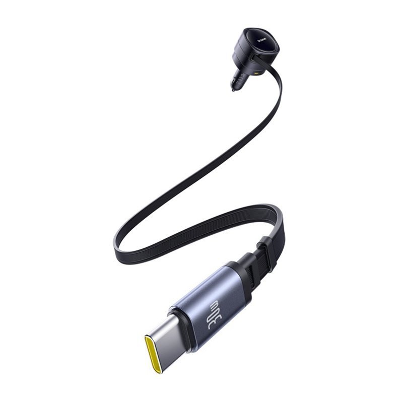 Ładowarka samochodowa Baseus Enjoyment Max z kablami USB-C+USB-C i portami USB-A+USB-C 90W Czarny
