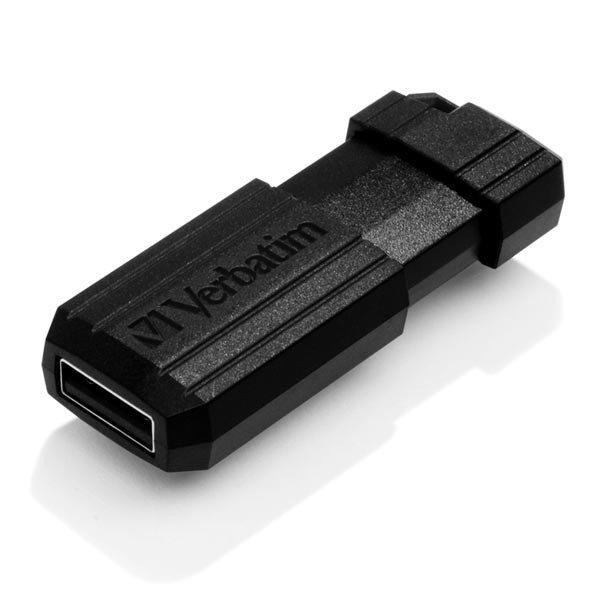 Verbatim USB flash disk, USB 2.0, 16GB, PinStripe, Store N Go, czarny, 49063, USB A, z wysuwanym złączem
