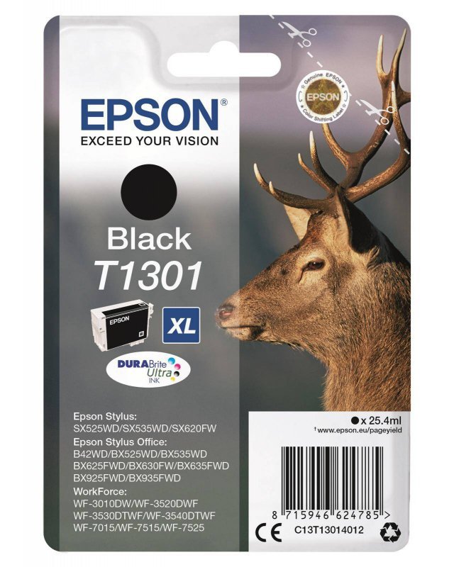 TUSZ ORYGINALNY EPSON T1301 C13T13014012 CZARNY 25,4 ML