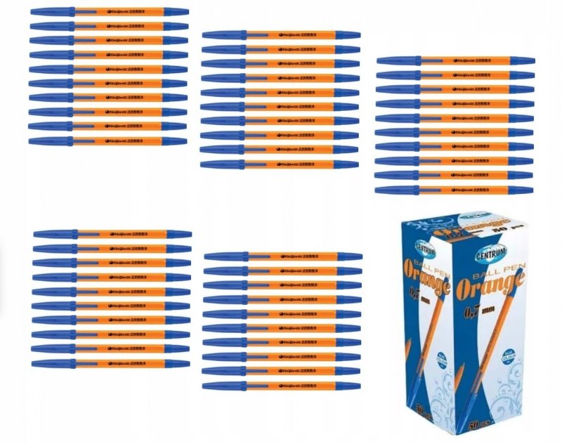 DŁUGOPIS - 50 sztuk - ORANGE NIEBIESKI