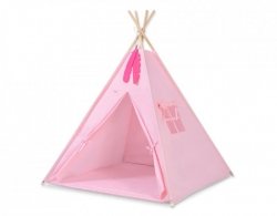 Namiot TIPI dla dzieci +mata + zawieszki pióra  - różowy