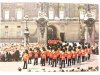 GUARDS BAND LEAVING. BUCKINGHAM PALACE, LONDON