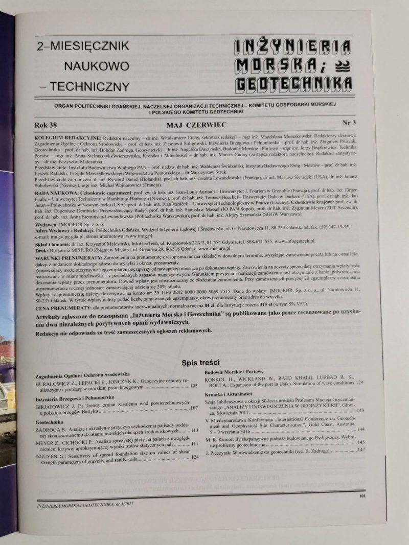 INŻYNIERIA MORSKA I GEOTECHNIKA NR 3/2017
